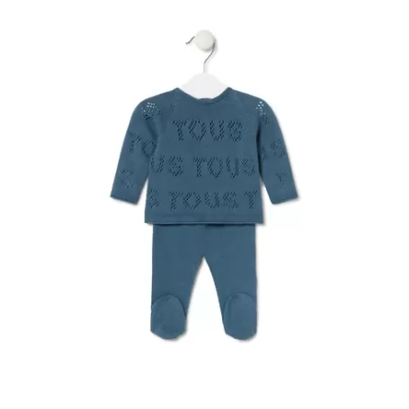 Shop Knitted baby set in Tricot logo blue Bébé