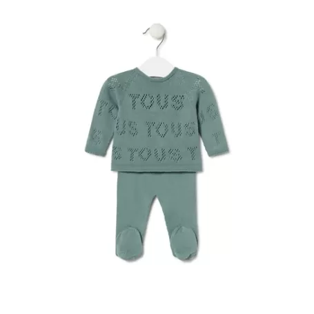 Outlet Knitted baby set in Tricot logo green Bébé