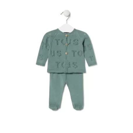 Outlet Knitted baby set in Tricot logo green Bébé