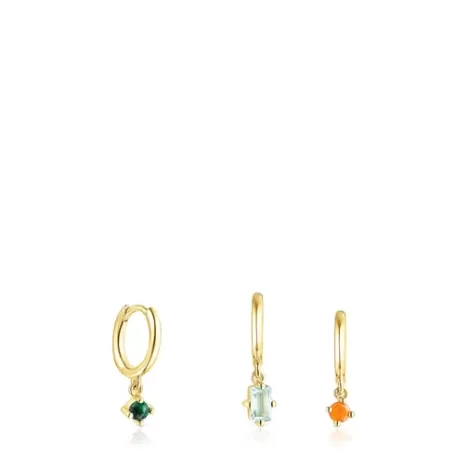 Clearance Lot de Boucles d'oreilles Good Vibes en Argent vermeil et Pierres précieuses Boucles D'oreilles En Argent | Créoles