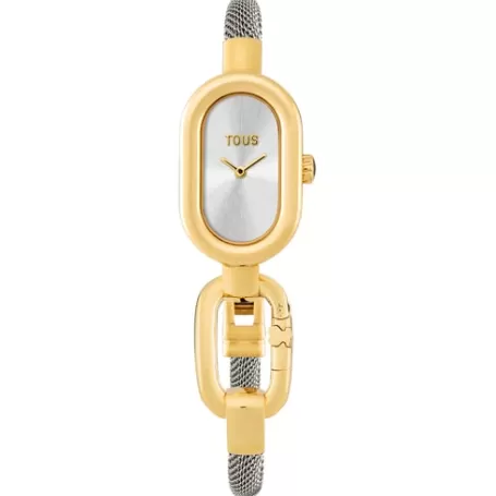 Best Sale Montre analogique avec bracelet en acier et boîtier en acier IPG doré Hold Oval Pour Elle | Analogique