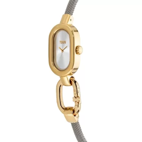 Best Sale Montre analogique avec bracelet en acier et boîtier en acier IPG doré Hold Oval Pour Elle | Analogique