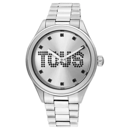 Hot Montre analogique avec bracelet en acier et cristaux T-Logo Pour Elle | Analogique