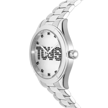 Hot Montre analogique avec bracelet en acier et cristaux T-Logo Pour Elle | Analogique