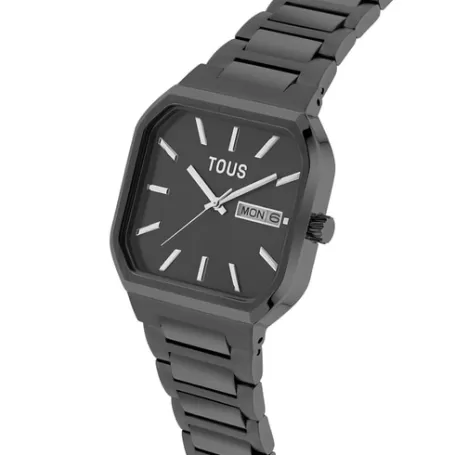 Clearance Montre analogique avec bracelet en acier IP noir Lit Pour Elle | Pour Lui