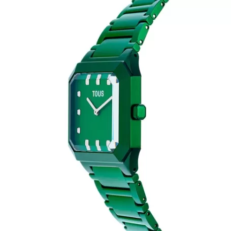 Flash Sale Montre analogique avec bracelet en aluminium vert Karat Squared Pour Elle | Pour Lui