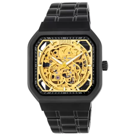 Shop Montre analogique D-Bear avec bracelet en IP noir Pour Elle | Pour Lui