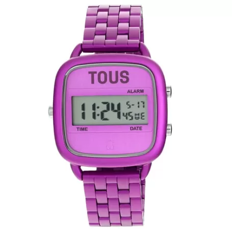 Best Montre numérique avec bracelet en acier fuchsia D-Logo Pour Elle