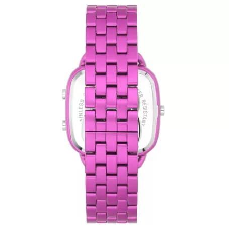 Best Montre numérique avec bracelet en acier fuchsia D-Logo Pour Elle