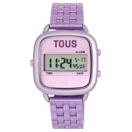 Cheap Montre numérique avec bracelet en acier mauve D-Logo Pour Elle