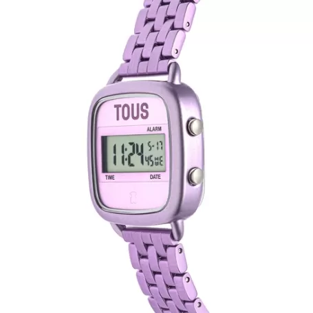 Cheap Montre numérique avec bracelet en acier mauve D-Logo Pour Elle