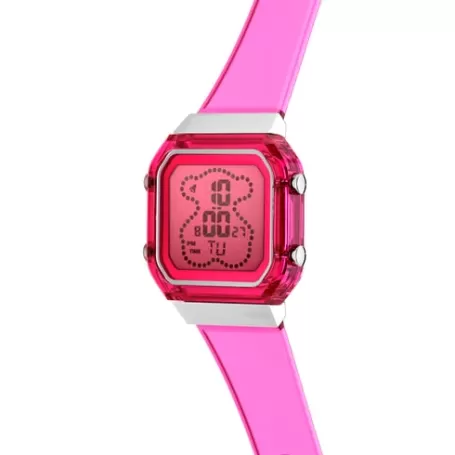 Clearance Montre numérique en polycarbonate fuchsia et acier D-BEAR Fresh Pour Elle