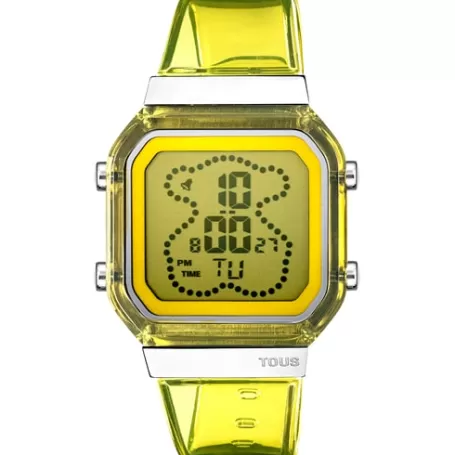 Flash Sale Montre numérique en polycarbonate jaune et acier D-BEAR Fresh Pour Elle | Pour Lui