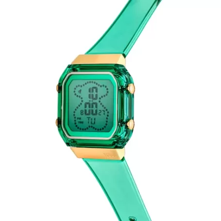 Best Sale Montre numérique en polycarbonate vert menthe et acier IPG doré D-BEAR Fresh Pour Elle | Pour Lui
