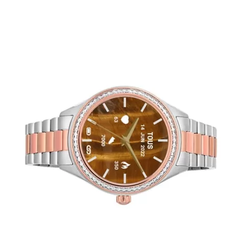 Best Montre Smartwatch T-Shine Connect avec bracelet en acier, acier IP rosé et zirconites blanches Pour Elle | Smartwatches