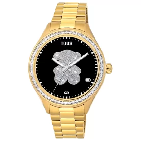 Cheap Montre Smartwatch T-Shine Connect avec bracelet en acier IP doré et zirconites blanches Pour Elle | Pour Lui