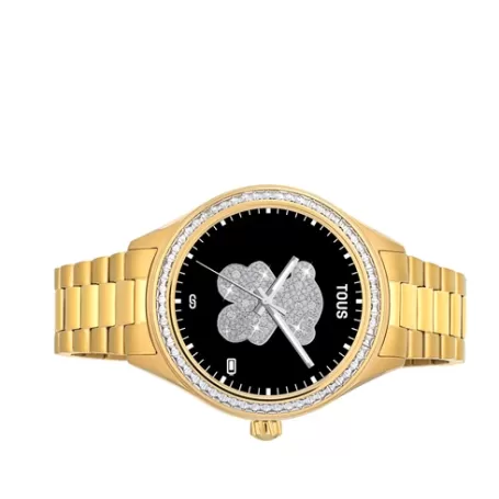 Cheap Montre Smartwatch T-Shine Connect avec bracelet en acier IP doré et zirconites blanches Pour Elle | Pour Lui