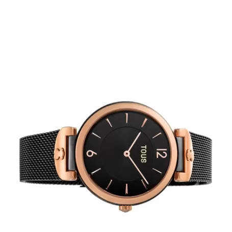 New Montre S-Mesh en IP noir Pour Elle | Analogique