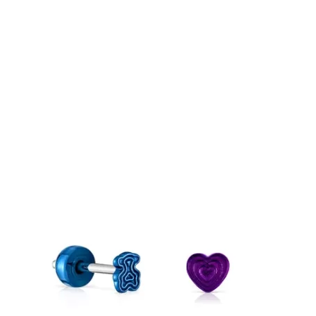 Best Pack de piercings pour oreille en acier IP mauve et bleu Bickie Boucles D'oreilles Petits | Piercings Oreille