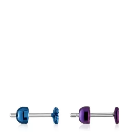 Best Pack de piercings pour oreille en acier IP mauve et bleu Bickie Boucles D'oreilles Petits | Piercings Oreille