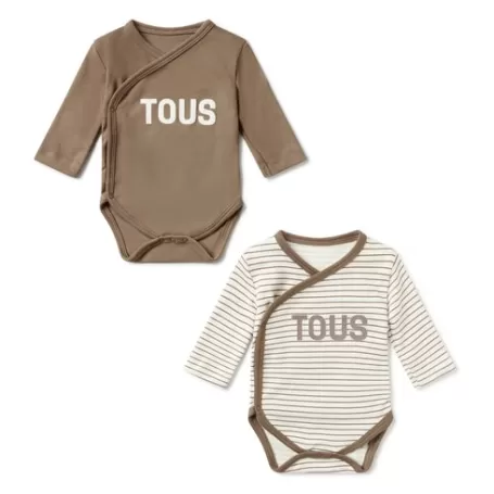 Cheap Pack of wrap-over bodysuits in Classic beige Bébé