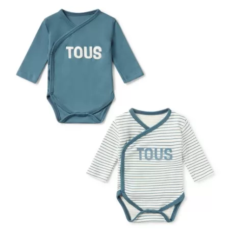 Hot Pack of wrap-over bodysuits in Classic blue Bébé