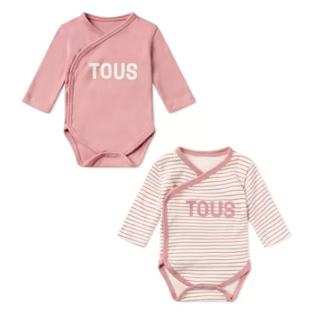 Cheap Pack of wrap-over bodysuits in Classic pink Bébé