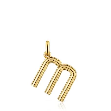 Best Pendentif lettre M en argent plaqué or 18 ct moyen  Alphabet Pendentifs En Argent | Pendentifs Moyens