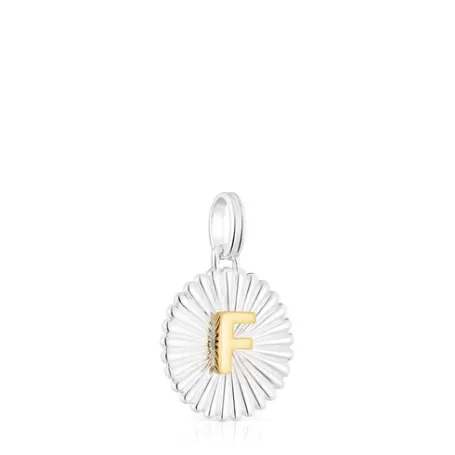 Cheap Pendentif médaille lettre F Alphabet argent et argent vermeil Pendentifs En Argent | Pendentifs Petits