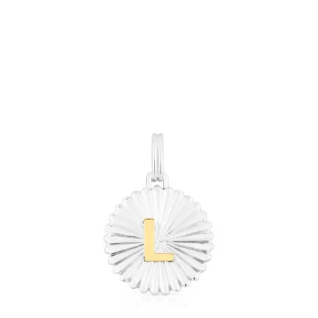Cheap Pendentif médaille lettre L Alphabet argent et argent vermeil Pendentifs En Argent | Pendentifs Petits