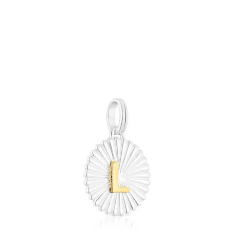 Cheap Pendentif médaille lettre L Alphabet argent et argent vermeil Pendentifs En Argent | Pendentifs Petits