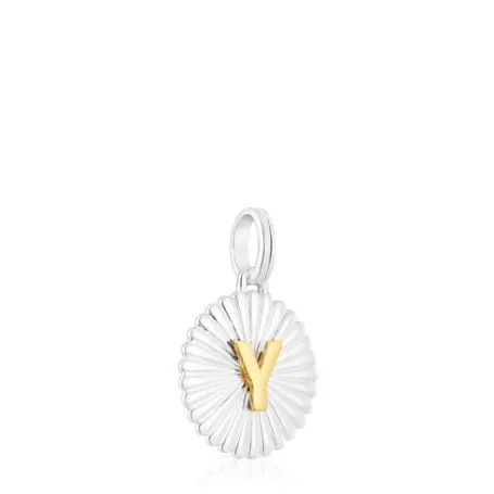 Cheap Pendentif médaille lettre Y Alphabet argent et argent vermeil Pendentifs En Argent | Pendentifs Petits