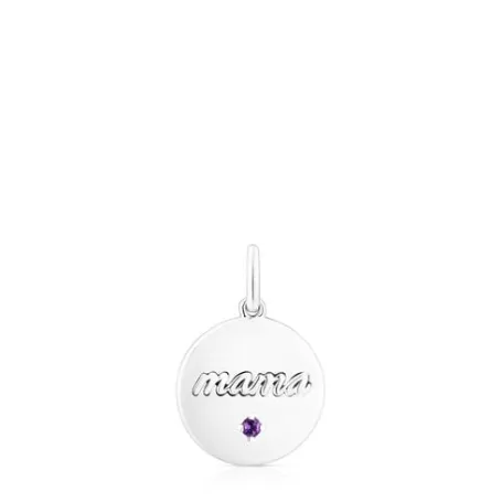 Hot Pendentif médaille Mama et améthyste Mama Pendentifs En Argent | Pendentifs Petits