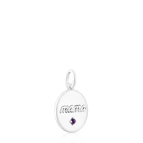 Hot Pendentif médaille Mama et améthyste Mama Pendentifs En Argent | Pendentifs Petits