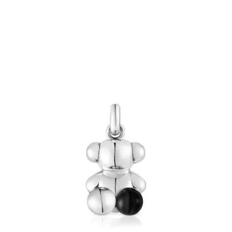 Hot Pendentif ourson Bold Bear en argent et onyx Pendentifs En Argent | Pendentifs Petits