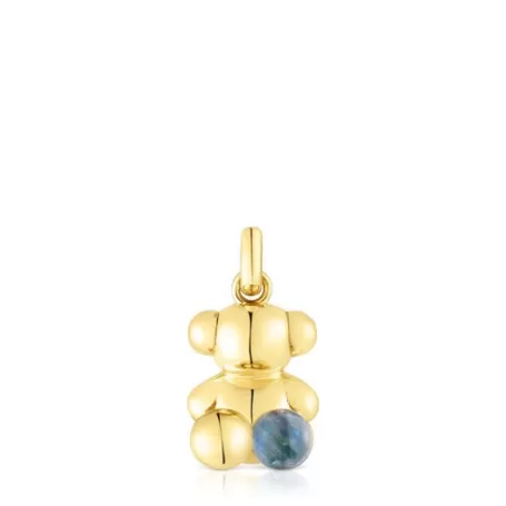 Best Sale Pendentif ourson Bold Bear en argent vermeil et labradorite Pendentifs En Argent | Pendentifs Petits