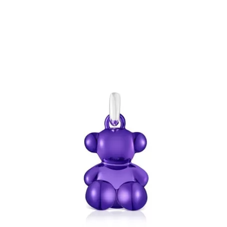 Store Pendentif ourson en acier lilas Bold Bear Pendentifs Moyens | Bijoux