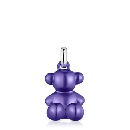 Best Pendentif ourson en acier lilas foncé moyen Bold Bear Pendentifs En Argent | Pendentifs Moyens