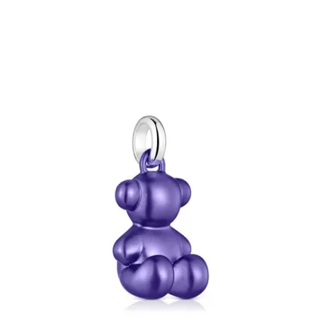 Best Pendentif ourson en acier lilas foncé moyen Bold Bear Pendentifs En Argent | Pendentifs Moyens