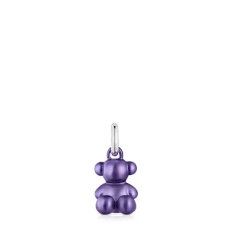 Sale Pendentif ourson en acier lilas foncé petit Bold Bear Pendentifs En Argent | Pendentifs Petits