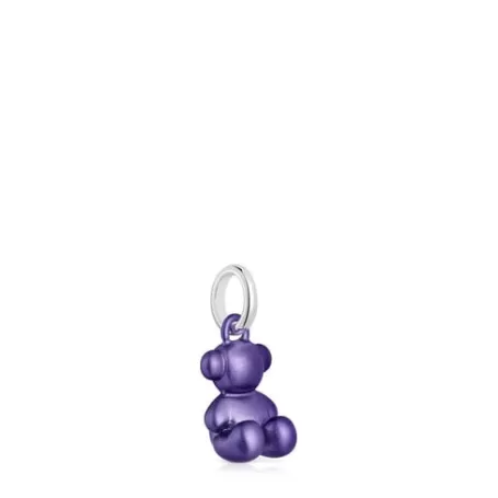 Sale Pendentif ourson en acier lilas foncé petit Bold Bear Pendentifs En Argent | Pendentifs Petits