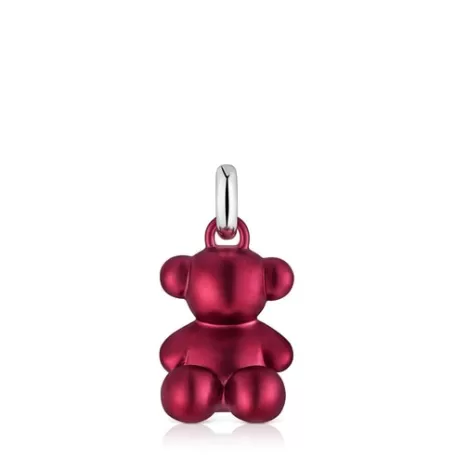 Fashion Pendentif ourson en acier rouge moyen Bold Bear Pendentifs En Argent | Pendentifs Moyens