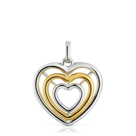 Clearance Pendentif triple cœur de deux couleurs Bickie Pendentifs En Argent