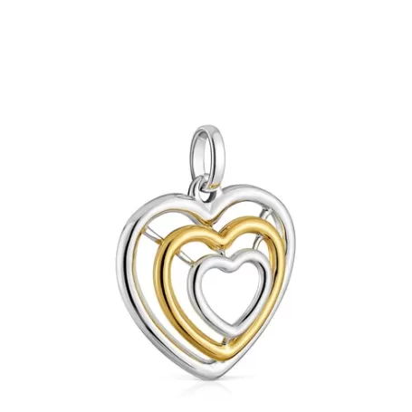 Clearance Pendentif triple cœur de deux couleurs Bickie Pendentifs En Argent