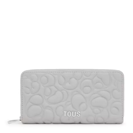 Cheap Portefeuille long en cuir gris Greta Portefeuilles Et Porte-monnaie