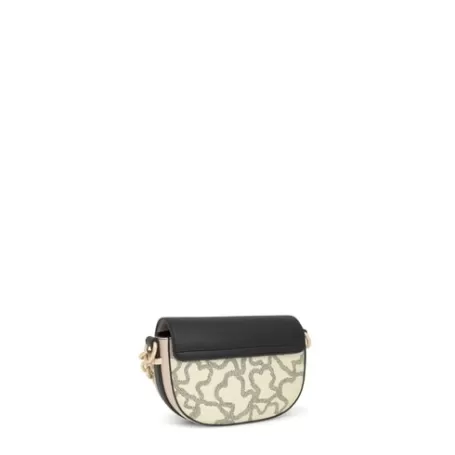 Best Sac à bandoulière en forme de demi-lune noir et beige mini Kaos Icon Sacs À Bandoulière