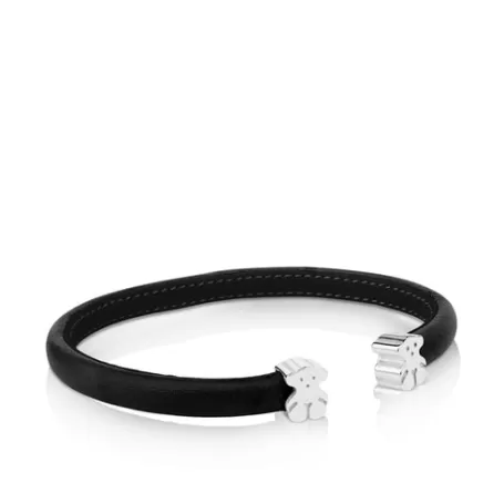 Best Sale Silver and Black Leather Sweet Dolls Bracelet Bracelets En Argent | Bracelets Manchette