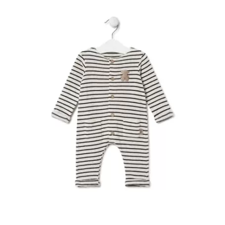 New Striped baby playsuit in Black Ecru Bébé