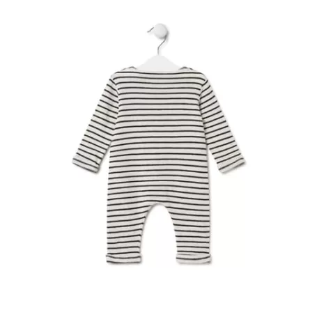 New Striped baby playsuit in Black Ecru Bébé