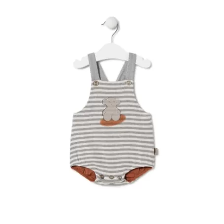 Hot Stripy baby romper with bears in Grey ecru Bébé